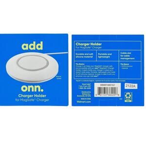 2-PK Onn Silicone MagSafe Charger Holder, White, For iPhone 12 & 13 Series Phone